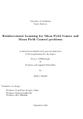 Cover page: Reinforcement Learning for Mean Field Games and Mean Field Control problems