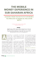 Cover page: The Mobile Money Experience in Sub-Saharan Africa: Lessons from the Institute for Money, Technology &amp; Financial Inclusion (IMTFI)