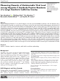 Cover page: Measuring Hazards of Undetectable Viral Load among Hepatitis C Antibody Positive Residents of a Large Southern California County.