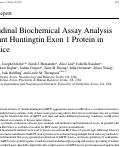 Cover page: Longitudinal Biochemical Assay Analysis of Mutant Huntingtin Exon 1 Protein in R6/2 Mice