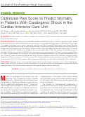 Cover page: Optimized Risk Score to Predict Mortality in Patients With Cardiogenic Shock in the Cardiac Intensive Care Unit.