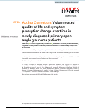 Cover page: Author Correction: Vision-related quality of life and symptom perception change over time in newly-diagnosed primary open angle glaucoma patients