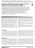 Cover page: Evaluation of Multiple Breast Cancer Polygenic Risk Score Panels in Women of Latin American Heritage.