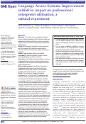 Cover page: Language Access Systems Improvement initiative: impact on professional interpreter utilisation, a natural experiment.