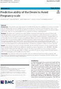 Cover page: Predictive ability of the Desire to Avoid Pregnancy scale.