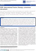 Cover page: HAE international home therapy consensus document