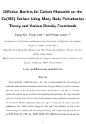 Cover page: Diffusion Barriers for Carbon Monoxide on the Cu(001) Surface Using Many-Body Perturbation Theory and Various Density Functionals