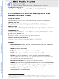 Cover page: Gender Differences in Predictors of Quality of Life at the Initiation of Radiation Therapy.