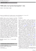 Cover page: NMR studies of p7 protein from hepatitis C virus