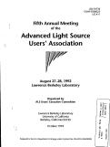 Cover page: Fifth Annual Meeting of the Advanced Light Source Users' Association