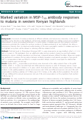 Cover page: Marked variation in MSP-1 19 antibody responses to malaria in western Kenyan highlands