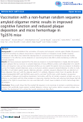 Cover page: Vaccination with a non-human random sequence amyloid oligomer mimic results in improved cognitive function and reduced plaque deposition and micro hemorrhage in Tg2576 mice