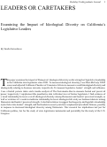 Cover page: Leaders or Caretakers: Examining the Impact of Ideological Diversity on California's Legislative Leaders