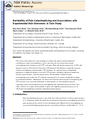 Cover page: Heritability of pain catastrophizing and associations with experimental pain outcomes