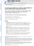 Cover page: Sociodemographic differences in barriers to mental health care among college students at elevated suicide risk