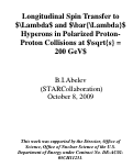 Cover page: Longitudinal Spin Transfer to Lambda and Lambda bar Hyperons in Polarized Proton-Proton Collisions at sqrt s = 200 GeV