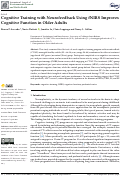 Cover page: Cognitive Training with Neurofeedback Using fNIRS Improves Cognitive Function in Older Adults.