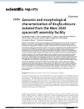 Cover page of Genomic and morphological characterization of Knufia obscura isolated from the Mars 2020 spacecraft assembly facility