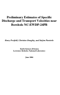 Cover page: Preliminary Estimates of Specific Discharge and Transport Velocities near Borehole 
NC-EWDP-24PB