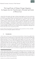 Cover page: The Legal Form of Climate Change Litigation: An Inquiry into the Transformative Potential and Limits of Private Law