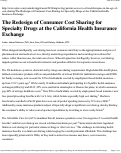 Cover page: The Redesign of Consumer Cost Sharing for Specialty Drugs at the California Health Insurance Exchange