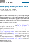 Cover page: Population biology of accessory gland-expressed de novo genes in Drosophila melanogaster.