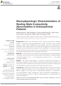 Cover page: Neurophysiologic Characterization of Resting State Connectivity Abnormalities in Schizophrenia Patients