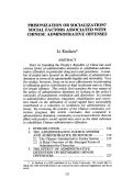 Cover page: Prisonization or Socialization? Social Factors Associated with Chinese Administrative Offenses