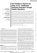 Cover page: The Potential to Improve the Value of U.S. Geothermal Electricity Generation Through Flexible Operations