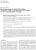 Cover page: Measuring Outcome in an Early Intervention Program for Toddlers with Autism Spectrum Disorder: Use of a Curriculum-Based Assessment