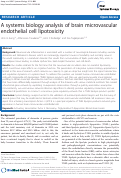 Cover page: A systems biology analysis of brain microvascular endothelial cell lipotoxicity