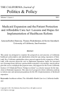 Cover page: Medicaid Expansion and the Patient Protection and Affordable Care Act: Lessons and Hopes for Implementation of Healthcare Reform