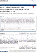 Cover page: Enhanced methane production of vinegar residue by response surface methodology (RSM)