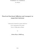 Cover page: Non-local fractional diffusion and transport in magnetized plasmas