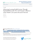 Cover page: Advancing Learning Health Systems Through Embedded Research: The 23rd Annual Conference of the Health Care Systems Research Network