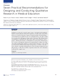 Cover page: Seven Practical Recommendations for Designing and Conducting Qualitative Research in Medical Education.