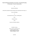 Cover page: Operationalizing Anticipatory Governance: Steering Emerging Technologies Towards Sustainability