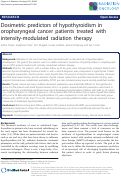 Cover page: Dosimetric predictors of hypothyroidism in oropharyngeal cancer patients treated with intensity-modulated radiation therapy