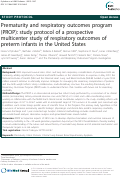 Cover page: Prematurity and respiratory outcomes program (PROP): study protocol of a prospective multicenter study of respiratory outcomes of preterm infants in the United States