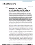 Cover page of Episodic-like memory in a simulation of cuttlefish behavior.