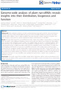 Cover page: Genome-wide analysis of plant nat-siRNAs reveals insights into their distribution, biogenesis and function