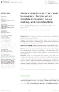 Cover page: Nurse champions as street-level bureaucrats: Factors which facilitate innovation, policy making, and reconstruction