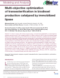 Cover page: Multi‐objective optimization of transesterification in biodiesel production catalyzed by immobilized lipase