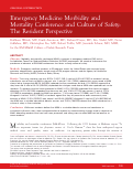 Cover page: Emergency Medicine Morbidity and Mortality Conference and Culture of Safety: The Resident Perspective