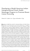 Cover page: Developing a Model American Indian Intergenerational Youth Health Messenger Program to Promote Breast Cancer Screening