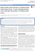 Cover page: High quality draft genome of Nakamurella lactea type strain, a rock actinobacterium, and emended description of Nakamurella lactea