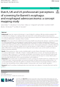Cover page: Dutch, UK and US professionals perceptions of screening for Barretts esophagus and esophageal adenocarcinoma: a concept mapping study.