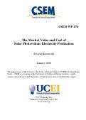 Cover page: The Market Value and Cost of Solar Photovoltaic Electricity Production