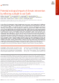 Cover page: Potential ecological impacts of climate intervention by reflecting sunlight to cool Earth