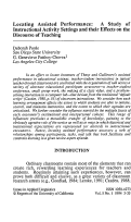 Cover page: Locating Assisted Performance: A Study of Instructional Activity Settings and their Effects on the Discourse of Teaching